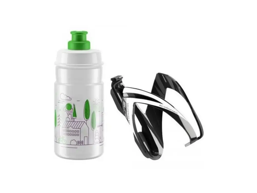 Elite kit Ceo košík + láhev 0,35L čirá/zelená Akce