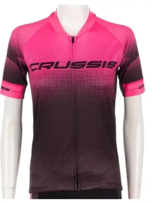 Originální Dámský cyklistický dres CRUSSIS krátký rukáv - černá/růžová