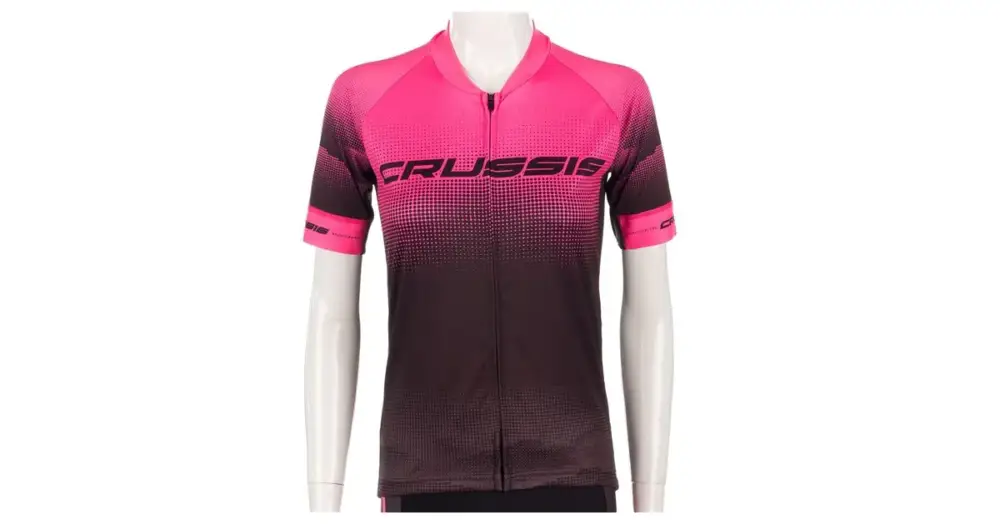 Originální Dámský cyklistický dres CRUSSIS krátký rukáv - černá/růžová