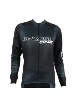 Cyklistický dres CRUSSIS - ONE, dlouhý rukáv černá/bílá Nízká Cena