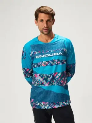 Tovární Cena Endura dres s dlouhým rukávem Patchwork LTD Printed L/S Tee Barra Blue