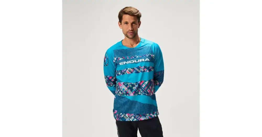 Tovární Cena Endura dres s dlouhým rukávem Patchwork LTD Printed L/S Tee Barra Blue