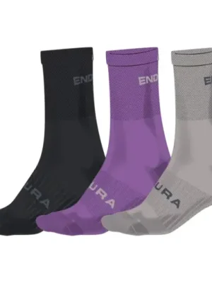 Cenová Bomba Endura Dámské ponožky Coolmax Race (3-balení) End Purple - vel. One size