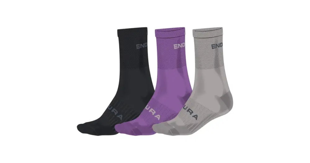 Cenová Bomba Endura Dámské ponožky Coolmax Race (3-balení) End Purple - vel. One size