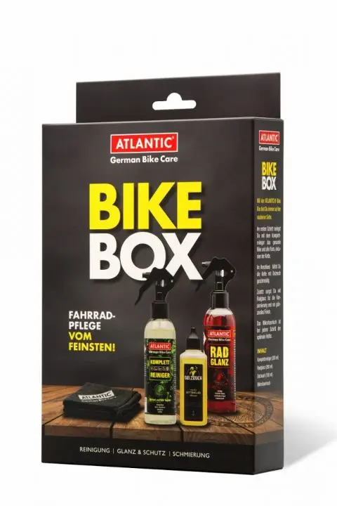 Výprodej Atlantic Bike box - sada čistič 200ml, lesk 200ml, olej 100ml a utěrka