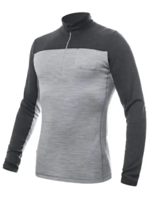 SENSOR - triko zip MERINO BOLD šedá/antracitová XXL Must-Have