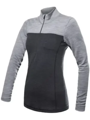 Sleva SENSOR - dámské triko zip MERINO BOLD šedá/antracitová M