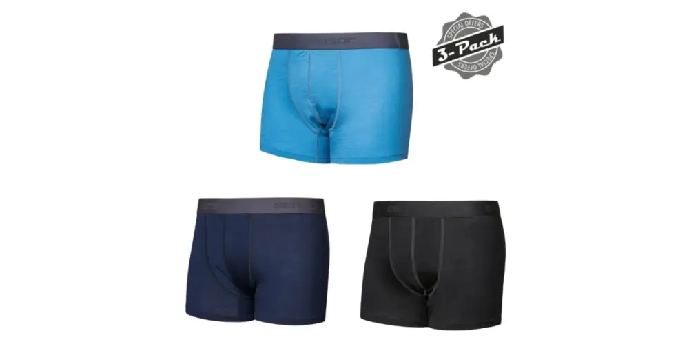 SENSOR - trenky MERINO ACTIVE 3 balení černá/modrá L Vysoce Kvalitní