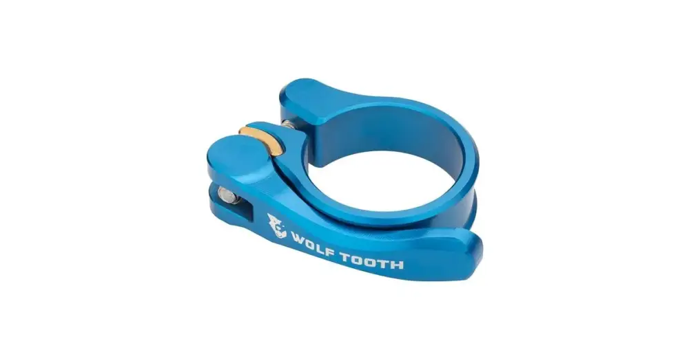 Novinka WOLF TOOTH - sedlová objímka 34.9mm modrá rychloupínák