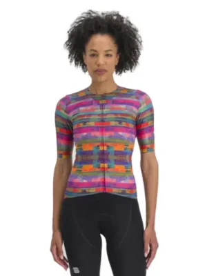 SPORTFUL - dámský dres Glitch w bomber jersey, multicolor pink S Dokud Zásoby Vydrží