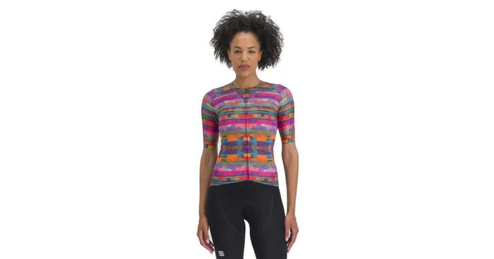SPORTFUL - dámský dres Glitch w bomber jersey, multicolor pink S Dokud Zásoby Vydrží