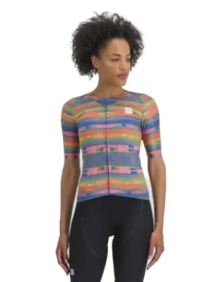 Super Cena SPORTFUL - dámský dres Glitch w bomber jersey, multicolor papaya S