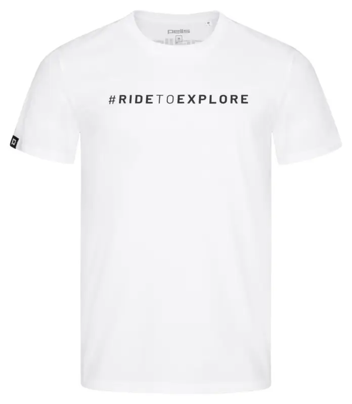 Triko PELLS Journey s logem #RIDETOEXPLORE White - L Jen Po Omezenou Doba