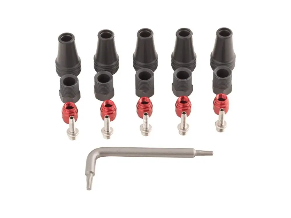 Akční Nabídka DISC BRAKE HOSE FITTING KIT - SHORT NUT (INCLUDES 5 THREADED HOSE BARBS,5 COMPRESSION NUTS