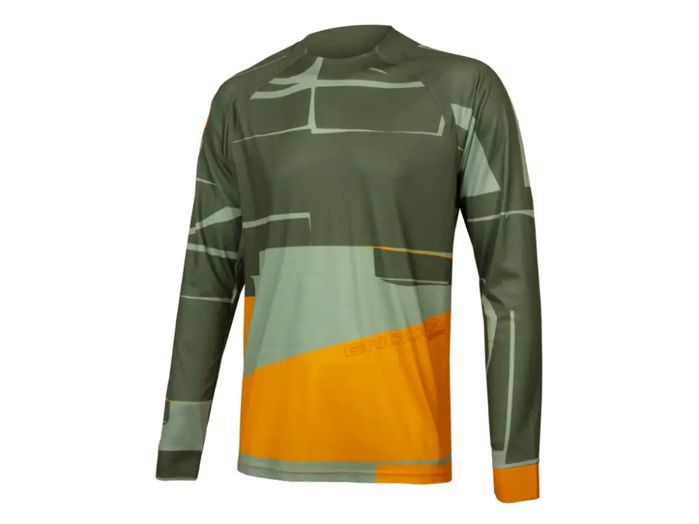 Levný Dres s dlouhým rukávem Endura MT500 Print Tee LTD, Olivově zelená