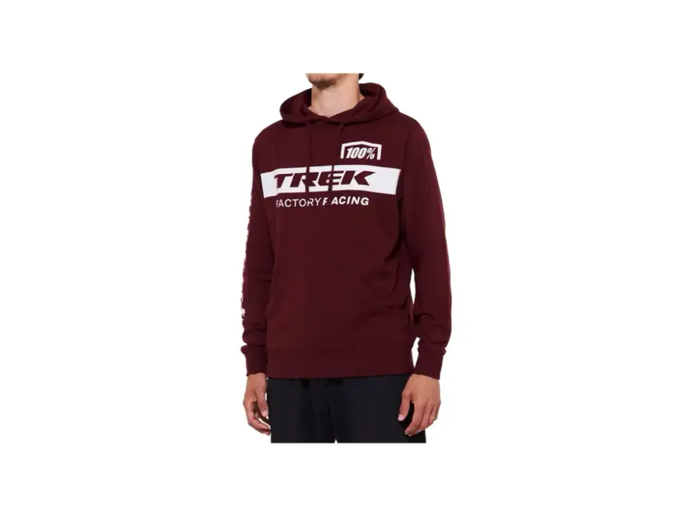 Mikina s kapucí 100% Trek Factory Racing tmavě červená Levný